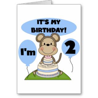 Monkey Birthday Boy 2nd Tshirts and Gifts Greeting Card
