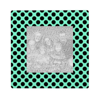 Aquamarine and Black Polka Dot Border Plaque