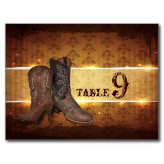 vintage Cowboy Boots Country table number Postcards