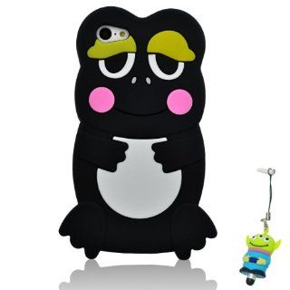 I Need(TM) Lovely 3D Cartoon Frog Style Black Soft Silicone Cover Case Compatible For Apple iPhone 5C+3D Alien Stylus Pen with Anti dust Plug+I need Wristband Gift(Retail Package) Electronics