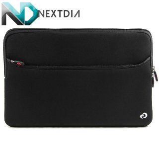 Black Neoprene Laptop Case / Sleeve for HP ENVY 15z j000 Notebook PC Fits 15"   15.6" Laptops. Front Zippered Pouch for Storage needs! <br></br>Complimentary NextDia ™ Velcro Cable Strap Included which serves as an organizer for 
