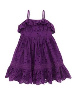 Ruffle Eyelet Sundress, Purple, Girls 4 6X   Ralph Lauren Childrenswear