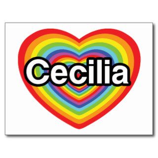 I love Cecilia: rainbow heart Postcards