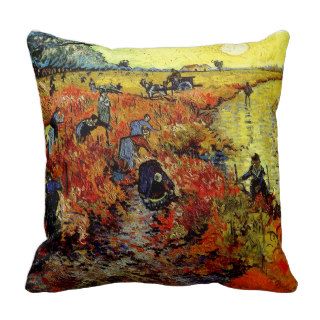 Van Gogh Red Vineyard Fine Vintage Throw Pillow