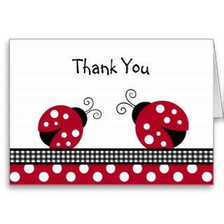 Polka Dot Red Ladybug Thank You Note Cards