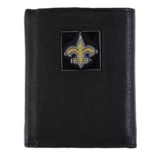 New Orleans Saints Mens NFL Genuine Leather Tri fold Wallet: Clothing