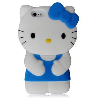 Hello Kitty 3D Silicone Case Cover for New Iphone 5 Xmas gift, Blue: Cell Phones & Accessories