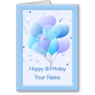 Blue Pastel Balloons Birthday Greeting Card