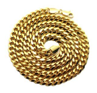 New Gold Plated 8mm 30" Miami Cuban Link Chain Necklace: Jewelry