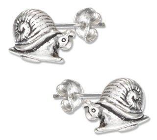 Sterling Silver Mini Snail Earrings on Posts (left and Right): Stud Earrings: Jewelry