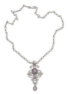 Amethyst pendant necklace, 'Rejoice'   Sterling Silver and Amethyst Pendant Necklace: Jewelry