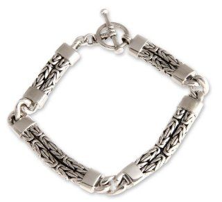 Men's sterling silver braided bracelet, 'Hand in Hand': Jewelry