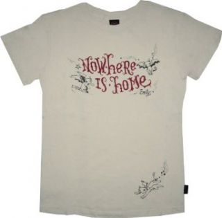 Emily the Strange juniors women's shirt tee Nowhere is Home Cream: Clothing
