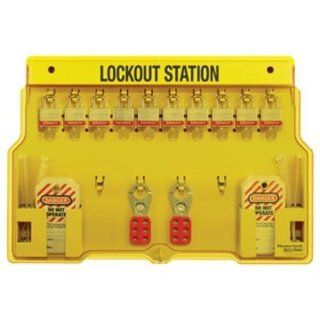 Master Lock 10 Pack Lockout Station with Cover, Includes 10 Steel Padlocks: Industrial Lockout Tagout Kits: Industrial & Scientific