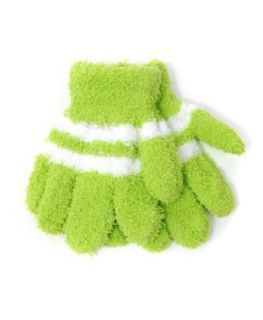 Kid's Green With White Striped Magic Winter Gloves KSTG3301: Clothing
