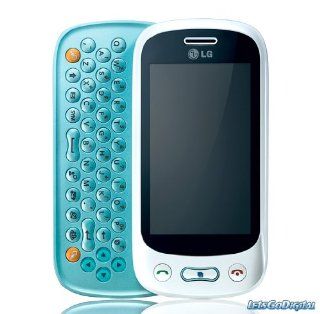 LG GT350 Etna Plus Unlocked Quadband GSM Cell Phone   Touch Screen   QWERTY Slider   International Version (White/Aqua Blue): Cell Phones & Accessories