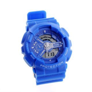 Uoften Multi color Racing Field Pilot Army Sports Style LCD Date Alarm Rubber Men Wrist Watch Dark Blue Watches