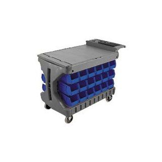 Akro Mils Blue Bins Case Of 18 For Two In One Plastic Stock & Utility Procarts   Open Home Storage Bins