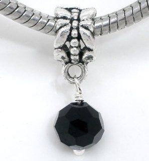 Pro Jewelry Dangling "Black Crystal" Charm Bead for Snake Chain Charm Bracelets Jewelry