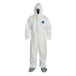DuPont TY122S Disposable Elastic Wrist, Bootie & Hood White Tyvek Coverall Suit 1414, Size XXLarge, Sold by the Each: Painting Coveralls: Industrial & Scientific