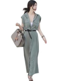 Zehui Womens Chic Button Down Long Shirt Dress With Vest Overall Dress Green at  Womens Clothing store