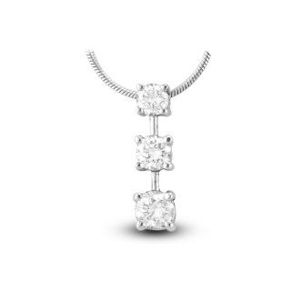 0.50ct tw 3 Stone 14k Gold Past Present Future Pendant I J SI I Quality. Box Chain Included: Jewelry