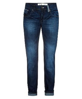 Navy Washed Turn Up Slim Fit Jeans
