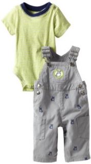 Little Me Baby boys Newborn Bulldog Overall Set, Grey, 3 Months: Clothing