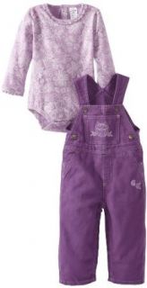 Carhartt Baby girls Infant Washed Canvas Bib Overall Set Floral, Purple, 12 Months: Clothing