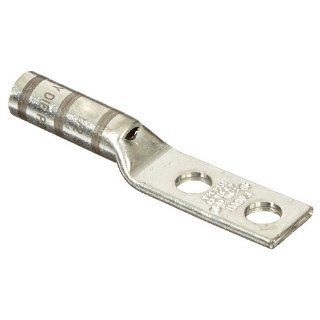 Panduit LCC4 14AW L Code Conductor Lug, Two Hole, Long Barrel With Window, #4   3 AWG STR, #2, AWG SOL Copper Conductor Size, 1/4" Stud Size, Gray Color Code, 0.63" Stud Hole Spacing, 1 1/8" Wire Strip Length, 0.09" Tongue Thickness, 0.