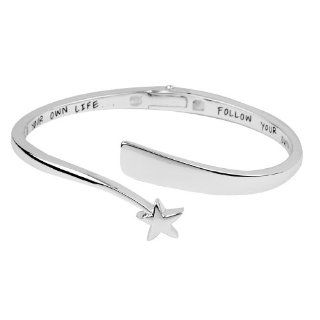 Sterling Silver "Live Your Own Life Follow Your Own Star" Hinged Bracelet: Jewelry