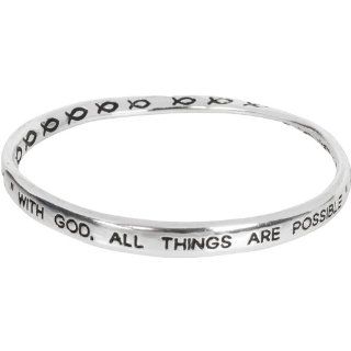 Heirloom Finds Silver Tone With God All Things are Possible Twist Bangle Bracelet: Jewelry