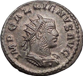 GALLIENUS 259AD Very Rare Silvered Ancient Roman Coin Victory over Germans  