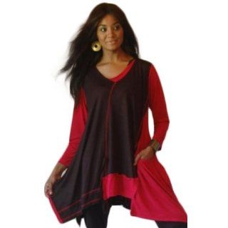 BLACK RED SHIRT TOP ASYM LAGENLOOK   FITS   S M L   B279S LOTUSTRADERS: Clothing