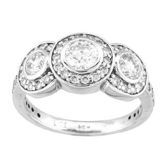 1.50cttw 14k Gold Past Present & Future Anniversary Band or Engagement Ring Three Stone Bezel Set Center Jewelry