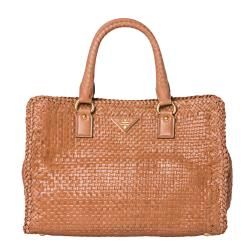 Prada Small Nude Leather Madras Tote Bag Prada Designer Handbags
