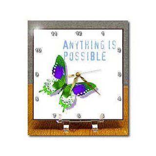 dc_31421_1 Patricia Sanders Creations   Anything is Possible Butterfly Inspirational Quotes   Desk Clocks   6x6 Desk Clock  