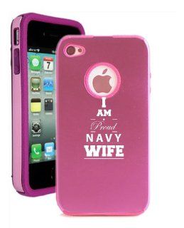 SudysAccessories Proud Navy Wife1 iPhone 4 Case iPhone 4S Case   MetalTouch Pink Aluminium Shell With Silicone Inner Protective Designer Case: Cell Phones & Accessories
