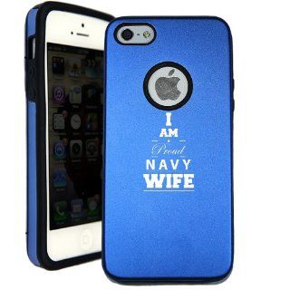 SudysAccessories Proud Navy Wife1 iPhone 5 Case iPhone 5S Case   MetalTouch Blue Aluminium Shell With Silicone Inner Protective Designer Case: Cell Phones & Accessories