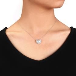 Miadora Sterling Silver Aquamarine and 1/10ct TDW Diamond Necklace (G H, I3) Miadora Gemstone Necklaces