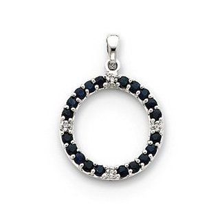 IceCarats Designer Jewelry 14K Wg Sappire Diamond Circle Pendant: IceCarats: Jewelry
