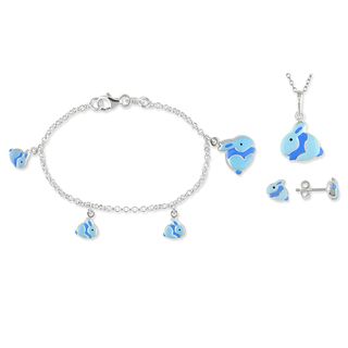 Miadora Sterling Silver Earrings Bracelet and Necklace 3 piece Set Miadora Children's Jewelry Sets