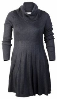 Calvin Klein Women's Pleated Skirt Sweater Dress Charcoal (Medium)