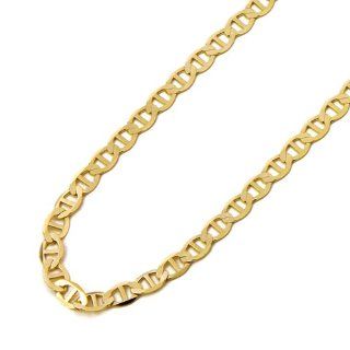 14K Yellow Gold 4.3mm Flat Mariner Chain Bracelet with Lobster Claw Clasp   7.5" Inches: The World Jewelry Center: Jewelry