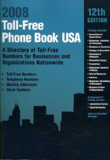 Toll free Phone Book USA 2008 General Reference