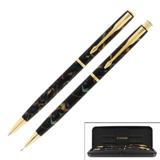 Parker Insignia Laque Green Bronze Ball Pen/Pencil Set : Fountain Pens : Office Products