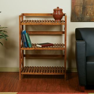 Hayden Triple Tiered Cross stroke Design Solid Wood Shelf Rack Office Star Products Shelves