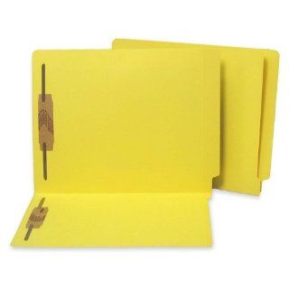 Selco S13642 Water/Paper Cut Resistant End Tab Folders, Two Fasteners, Letter, Yellow, 50/Box : End Tab Shelf File Folders : Office Products