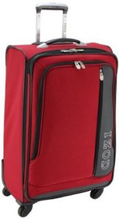IZOD Luggage Journey 2.0 24 Inch 4 Wheeled Expandable Upright Suitcase, Aurora Red, Medium Clothing
