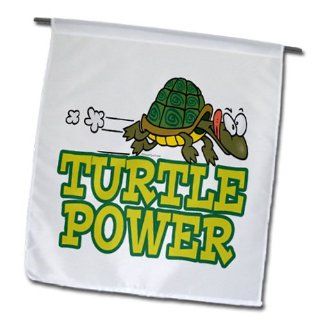 3dRose fl_104435_1 Turtle Power Cute Turtle Cartoon Garden Flag, 12 by 18 Inch : Outdoor Flags : Patio, Lawn & Garden